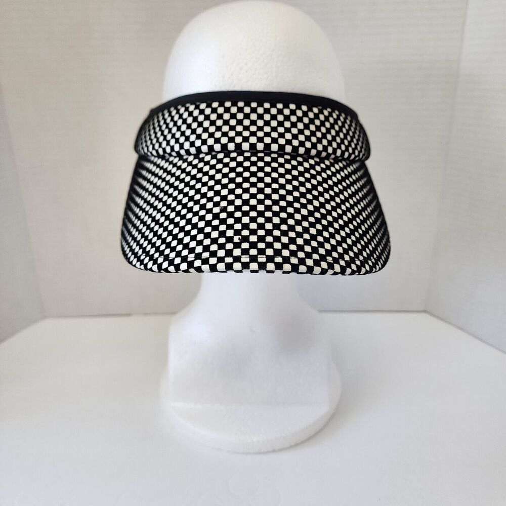 Lele Sadoughi Women's Checkered Visor Black and White New With Tags